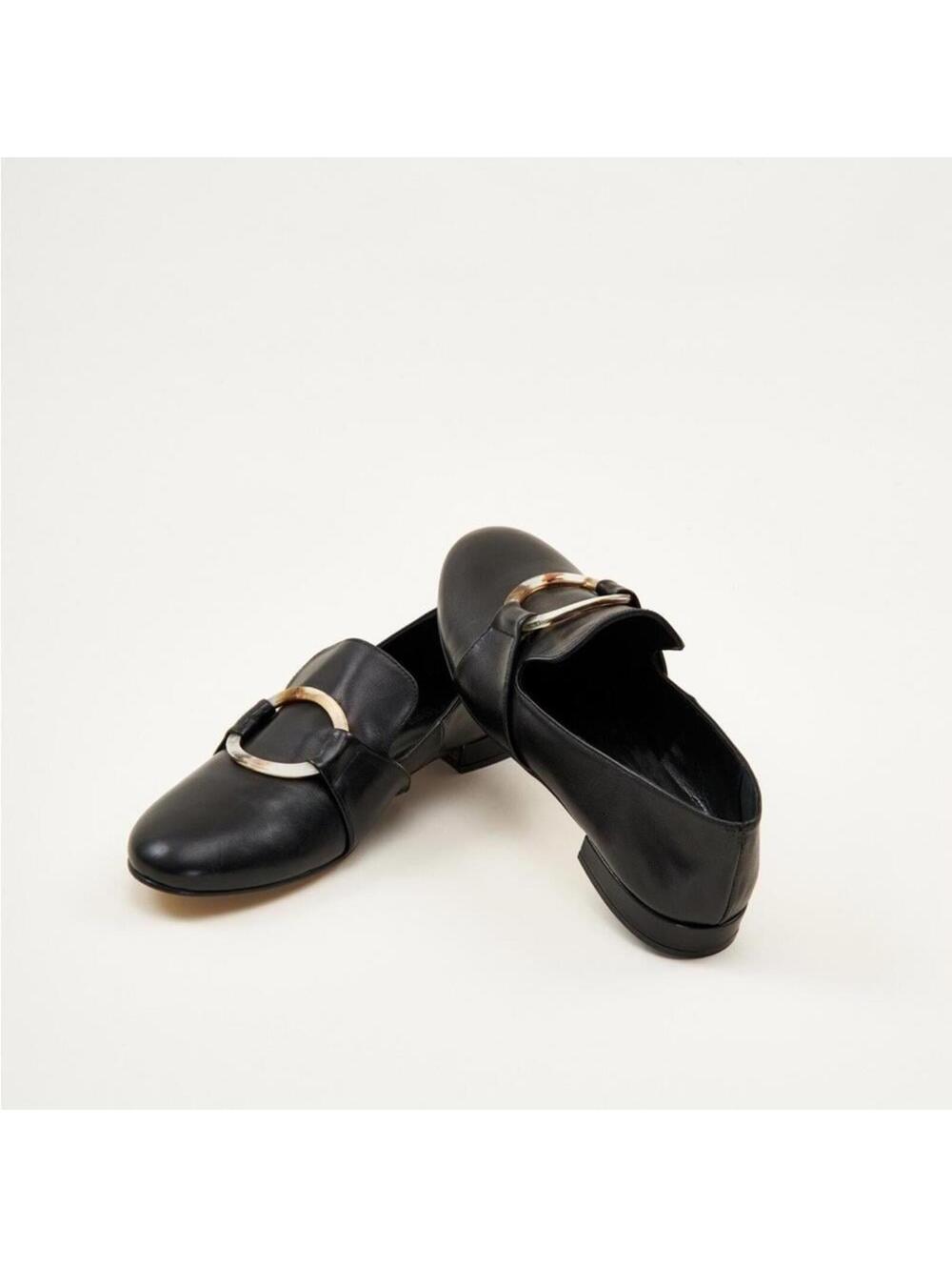 mint&rose Lana negra hebilla loafers
